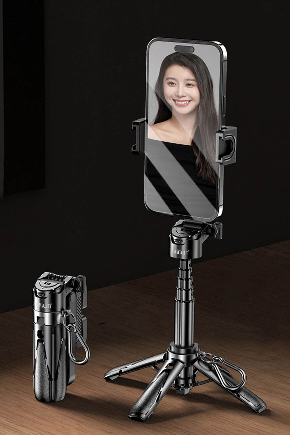 Earldom 360 Derece Ayarlanabilir Açılı BT Tripodlu Selfie Çubuğu - Siyah
