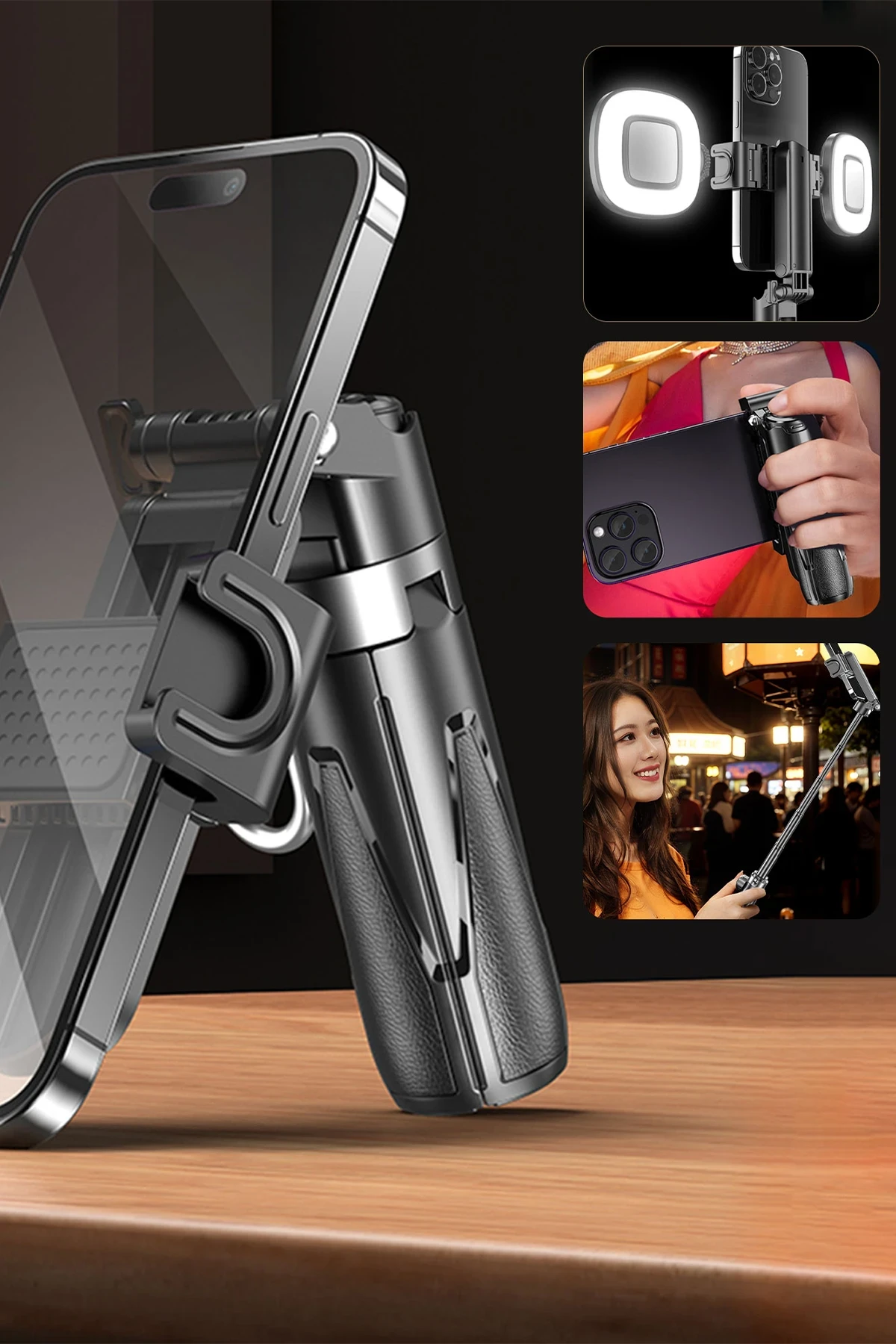 Earldom 360 Derece Ayarlanabilir Açılı BT Tripodlu Selfie Çubuğu - Siyah