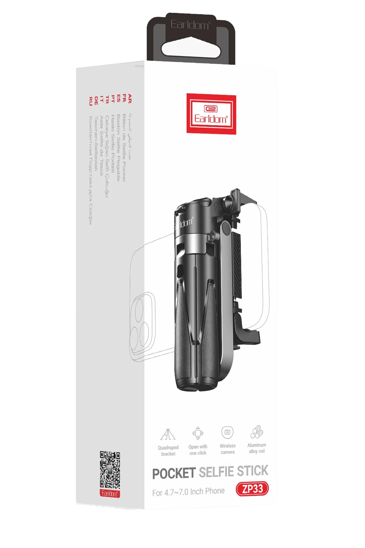 Earldom 360 Derece Ayarlanabilir Açılı BT Tripodlu Selfie Çubuğu - Siyah