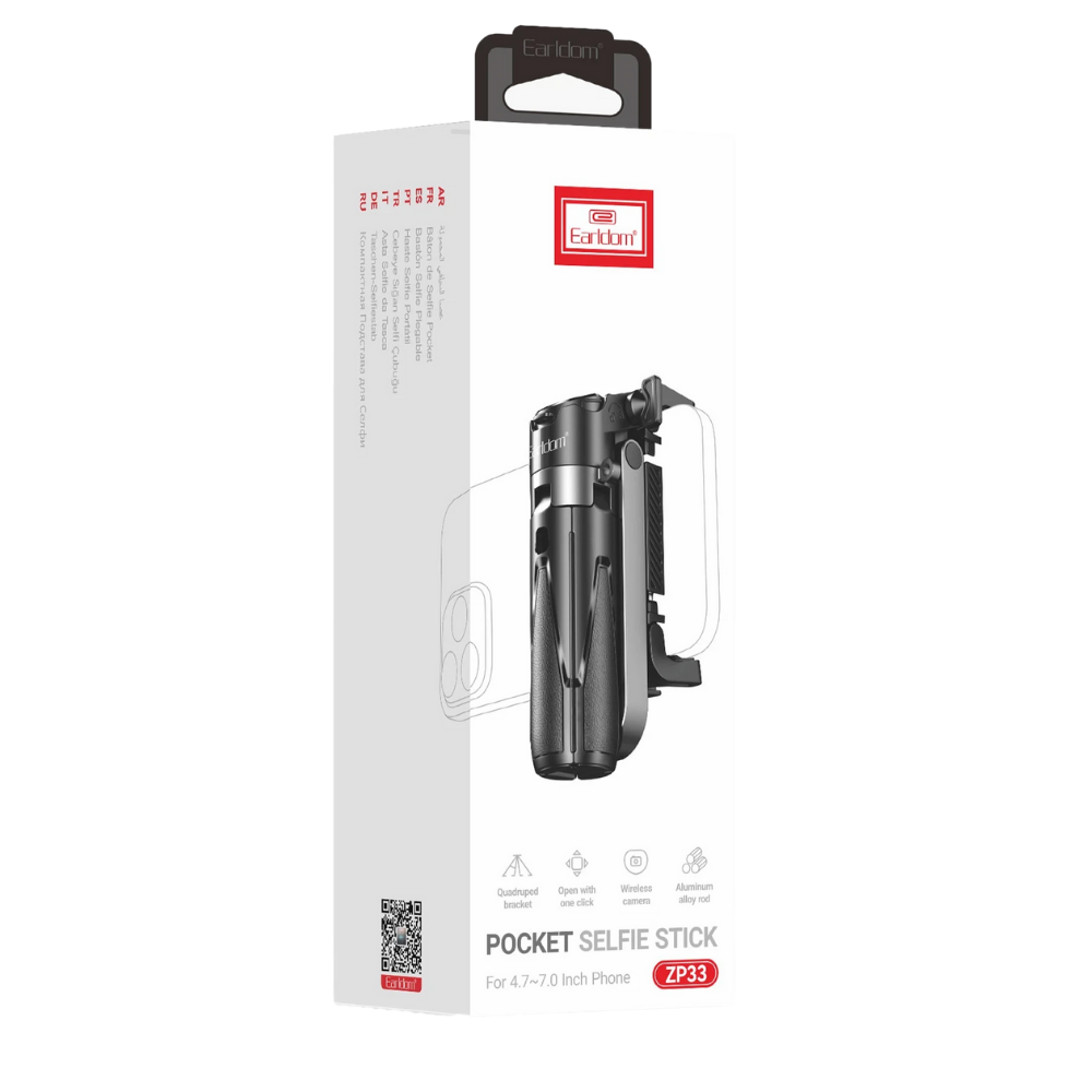 Earldom 360 Derece Ayarlanabilir Açılı BT Tripodlu Selfie Çubuğu - Siyah