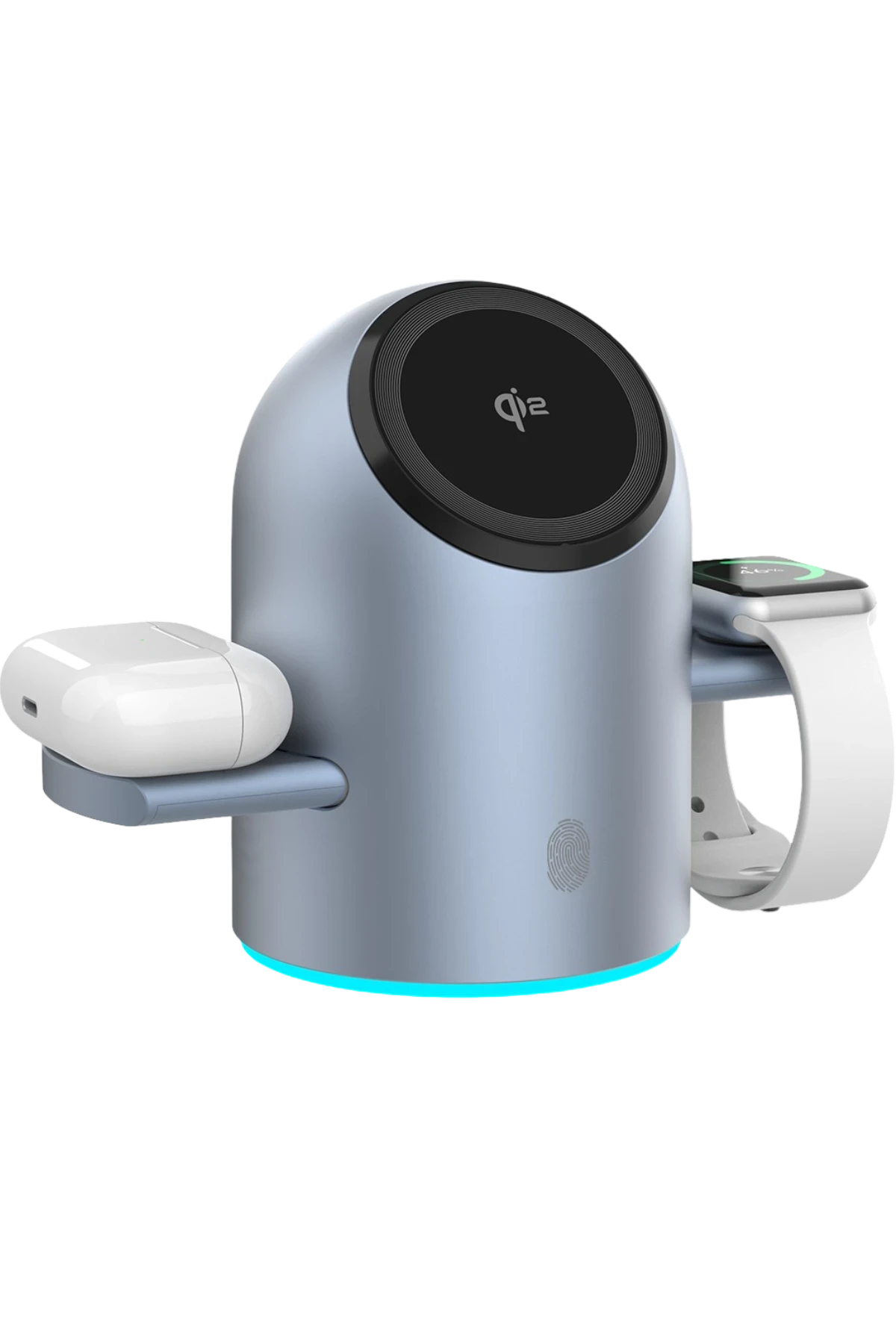 Earldom 3in1 15W Telefon 2.5W Saat ve 5W Airpods İçin Dönebilen Kablosuz Şarj Standı - Gri