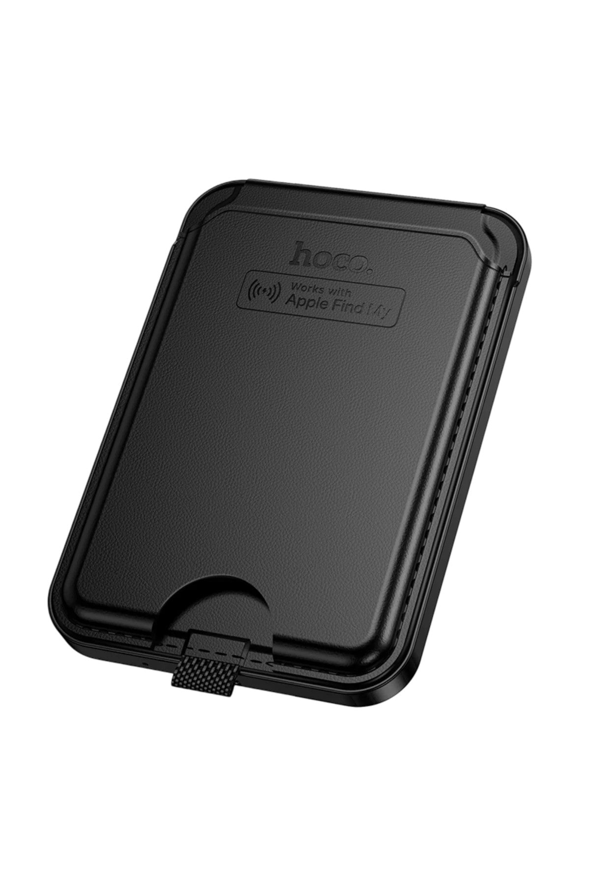 Hoco Tiger Smart Apple Find My Özellikli Kablosuz Şarj Destekli Magsafe Kartlık - Siyah