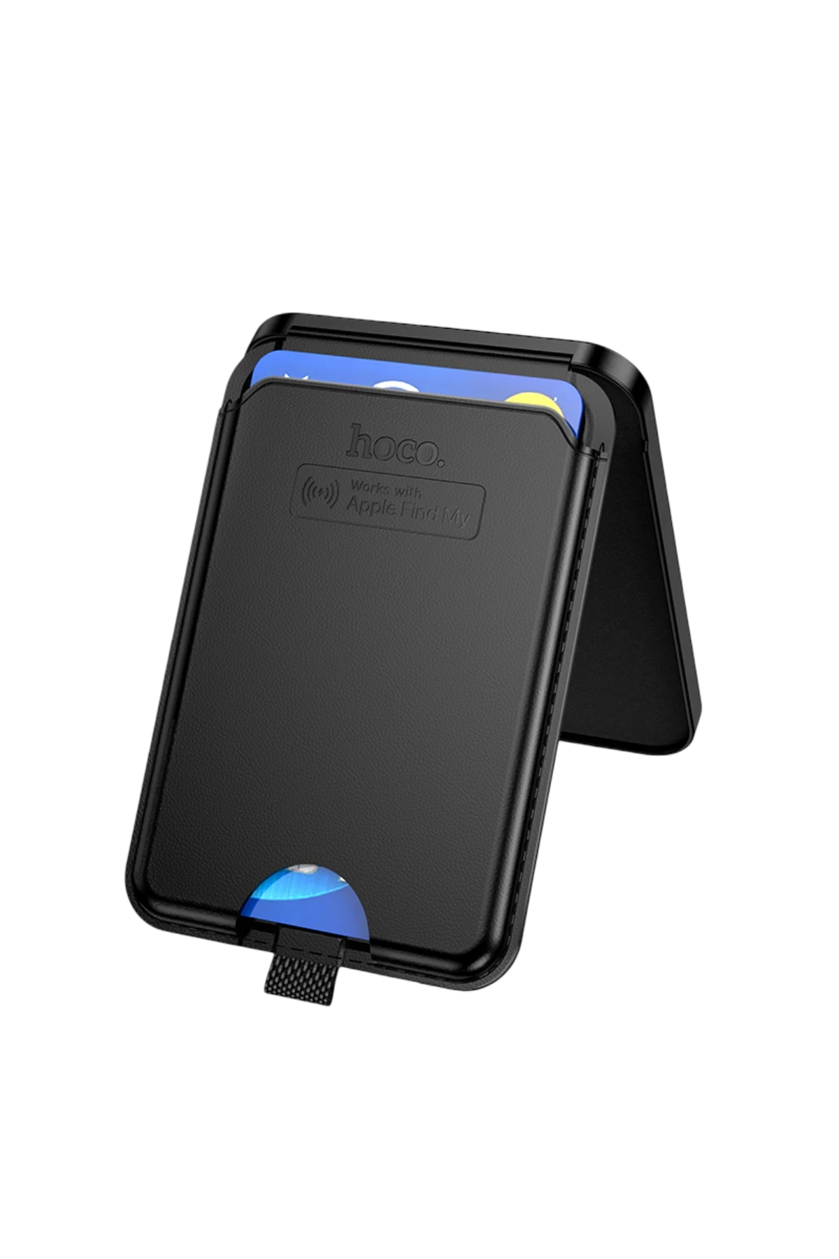 Hoco Tiger Smart Apple Find My Özellikli Kablosuz Şarj Destekli Magsafe Kartlık - Siyah