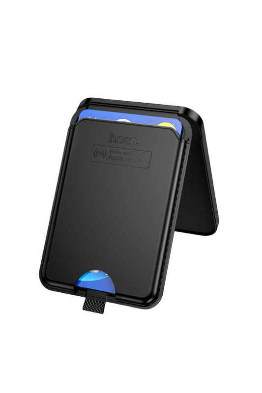 Hoco Tiger Smart Apple Find My Özellikli Kablosuz Şarj Destekli Magsafe Kartlık - Siyah