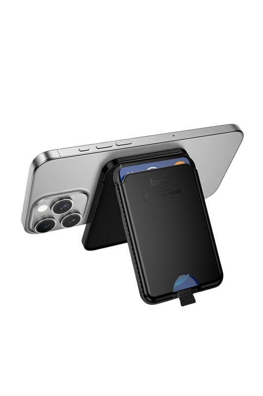 Hoco Tiger Smart Apple Find My Özellikli Kablosuz Şarj Destekli Magsafe Kartlık - Siyah