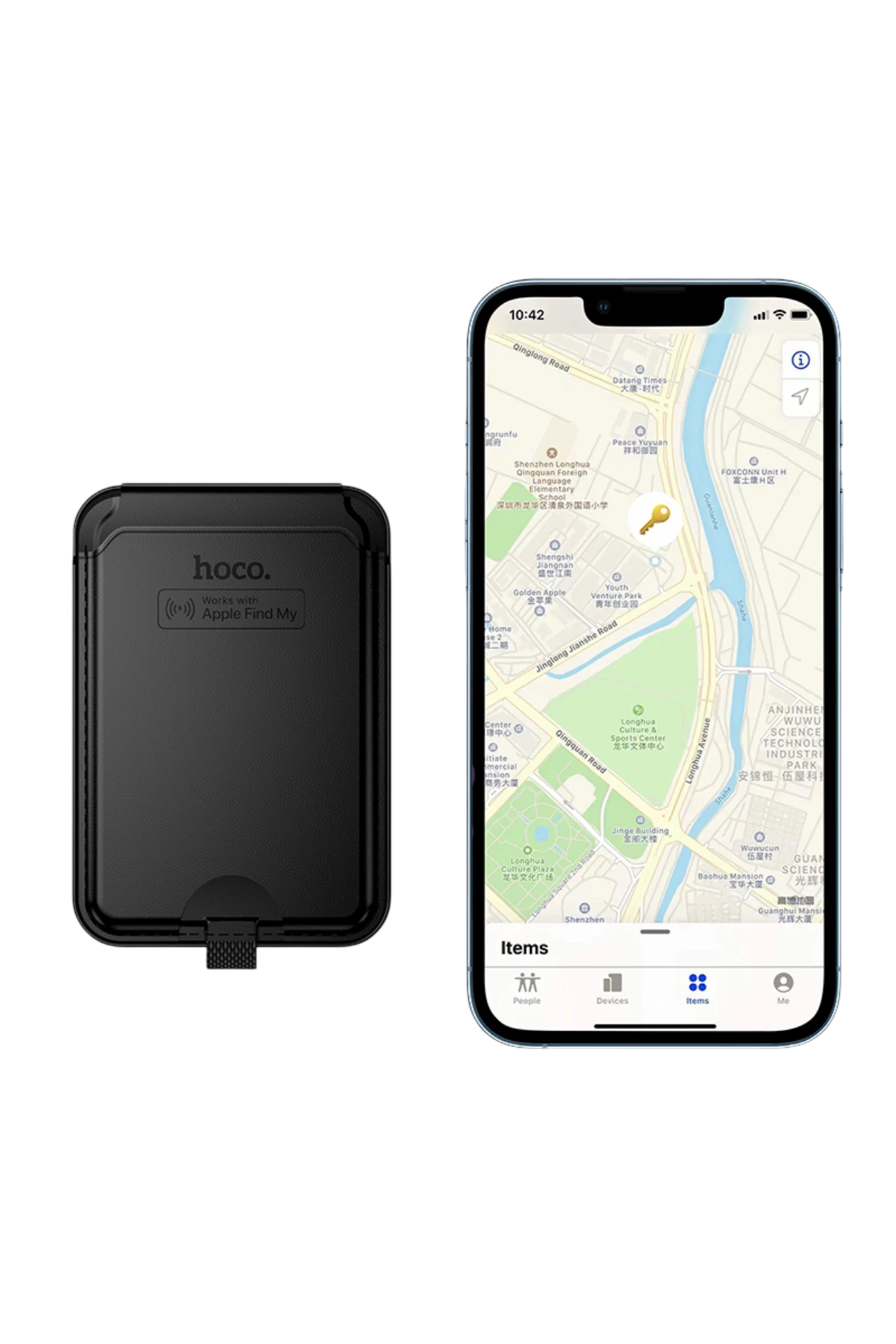 Hoco Tiger Smart Apple Find My Özellikli Kablosuz Şarj Destekli Magsafe Kartlık - Siyah