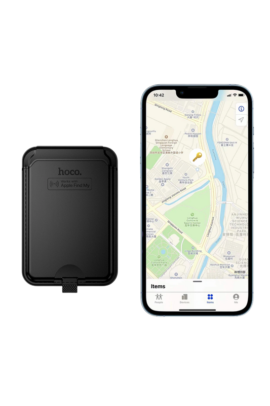 Hoco Tiger Smart Apple Find My Özellikli Kablosuz Şarj Destekli Magsafe Kartlık - Siyah
