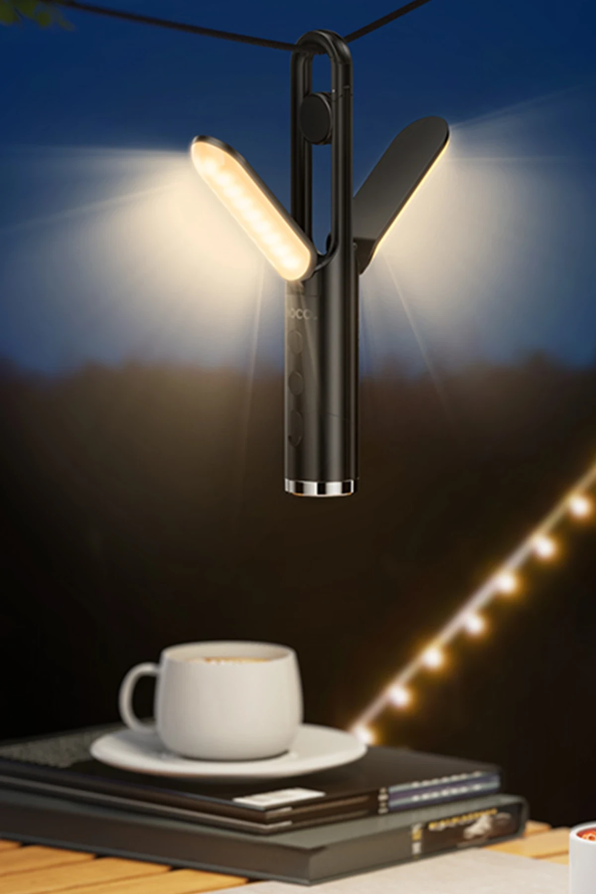 Hoco 2in1 Çok Fonksiyonlu Kamp Işığı - Siyah