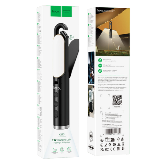Hoco 2in1 Çok Fonksiyonlu Kamp Işığı - Siyah