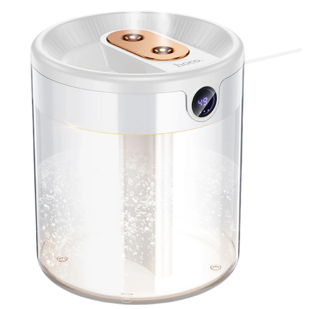 Hoco Dual Dijital Göstergeli Zaman Ayarlı Masaüstü Hava Nemlendirici - Beyaz