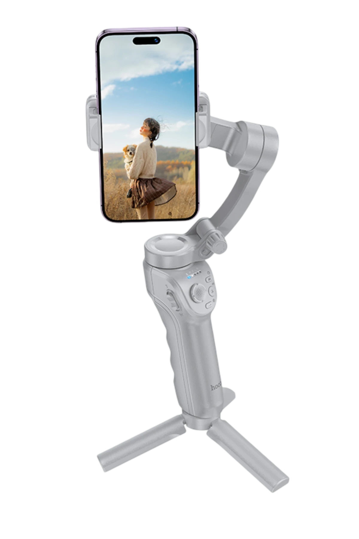 Hoco K24 360 Derece Otomatik Yüz Takipli Tripodlu Akıllı Selfie Gimbal – Gri