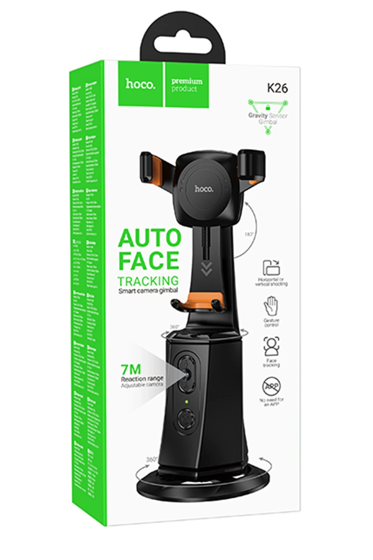 Hoco K26 Otomatik Yüz Takipli Tripodlu Akıllı Selfie Gimbal - Siyah