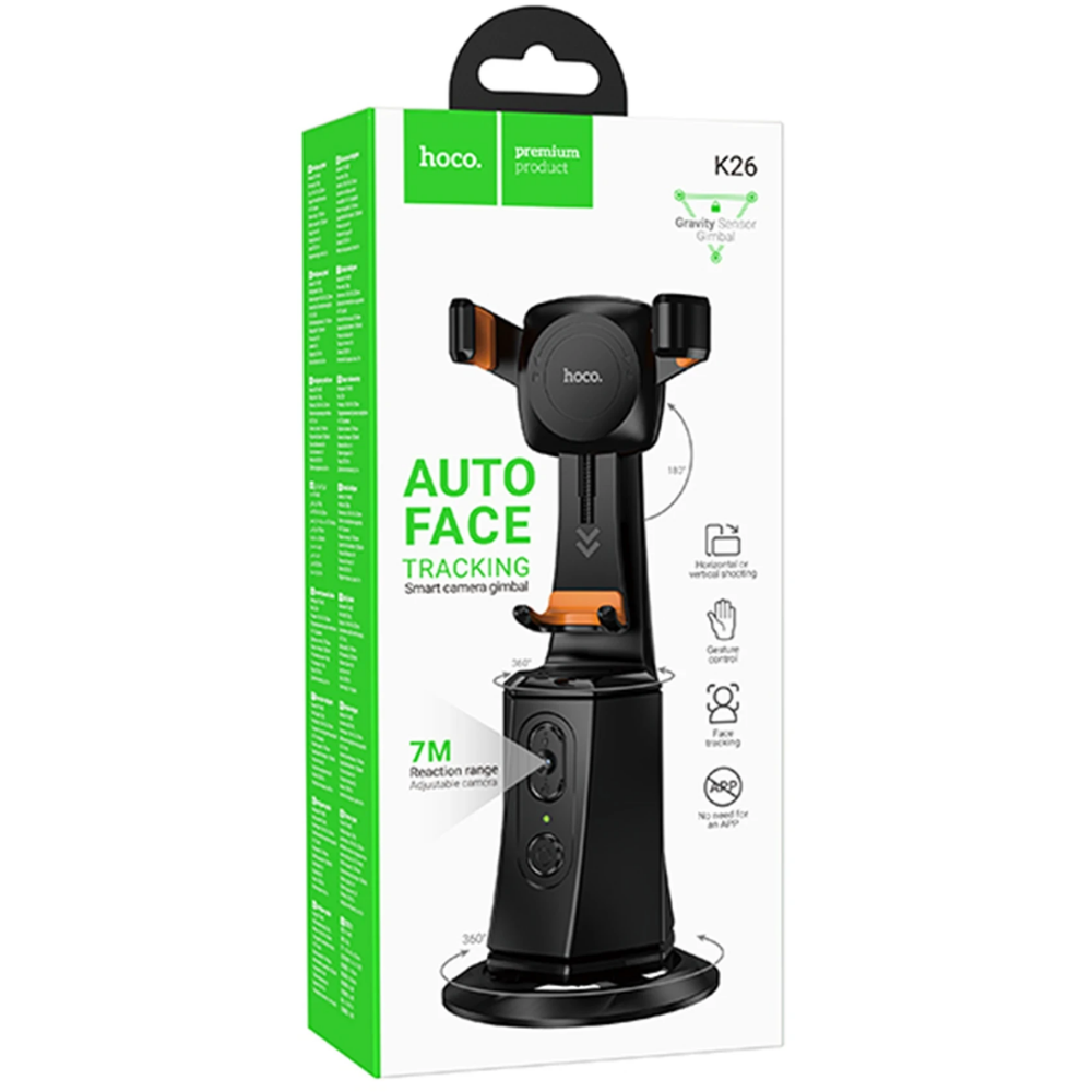Hoco K26 Otomatik Yüz Takipli Tripodlu Akıllı Selfie Gimbal - Siyah