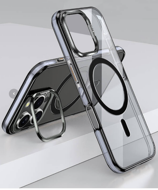iPhone 16 Pro Metal Standlı Magsafe Kılıf Siyah