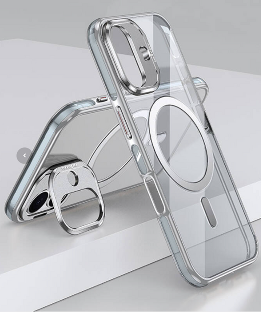 iPhone 16 Metal Standlı Magsafe Kılıf Gri