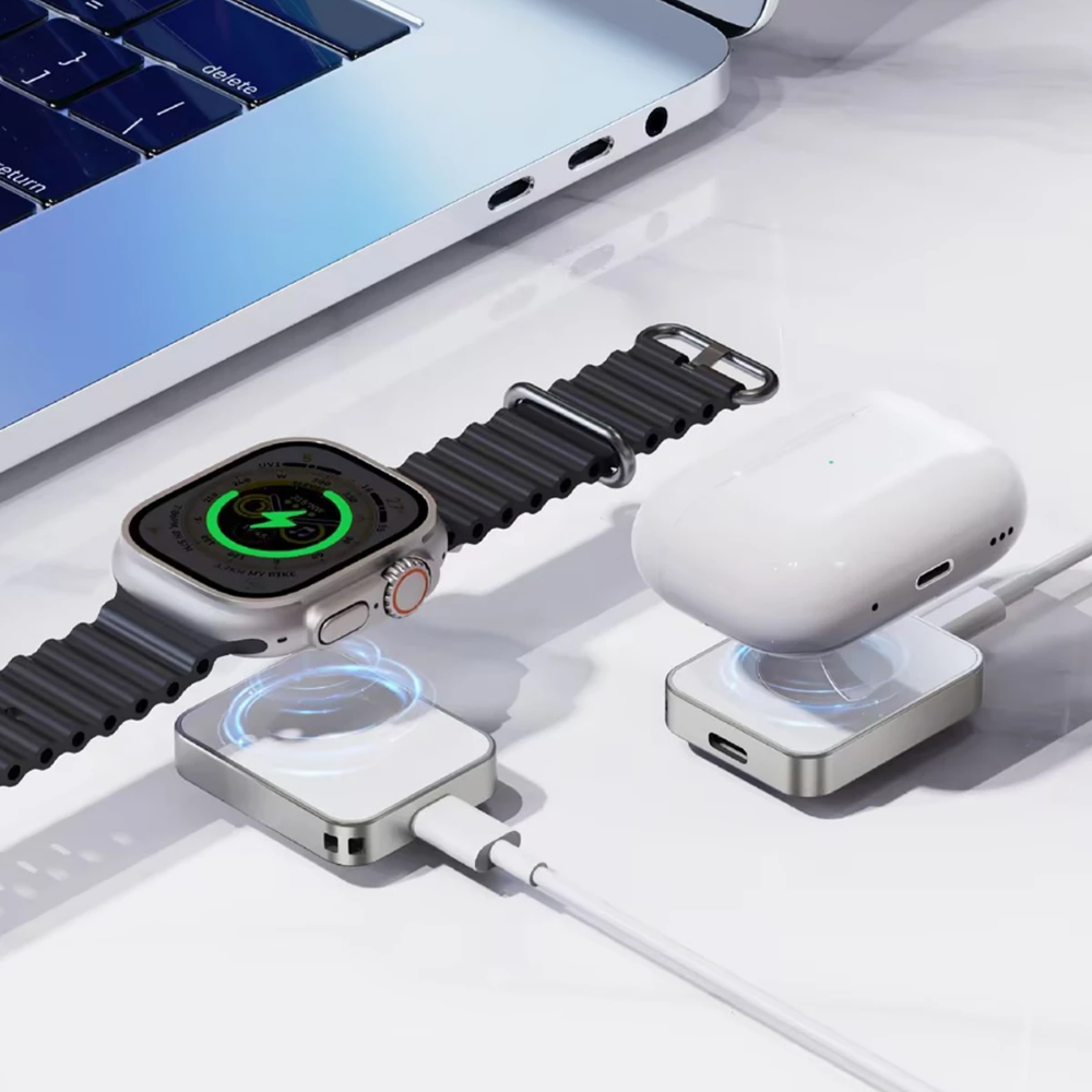 Keephone Ekstra Type-C Çıkışlı Saat Kablosuz Şarj Aleti - Gümüş