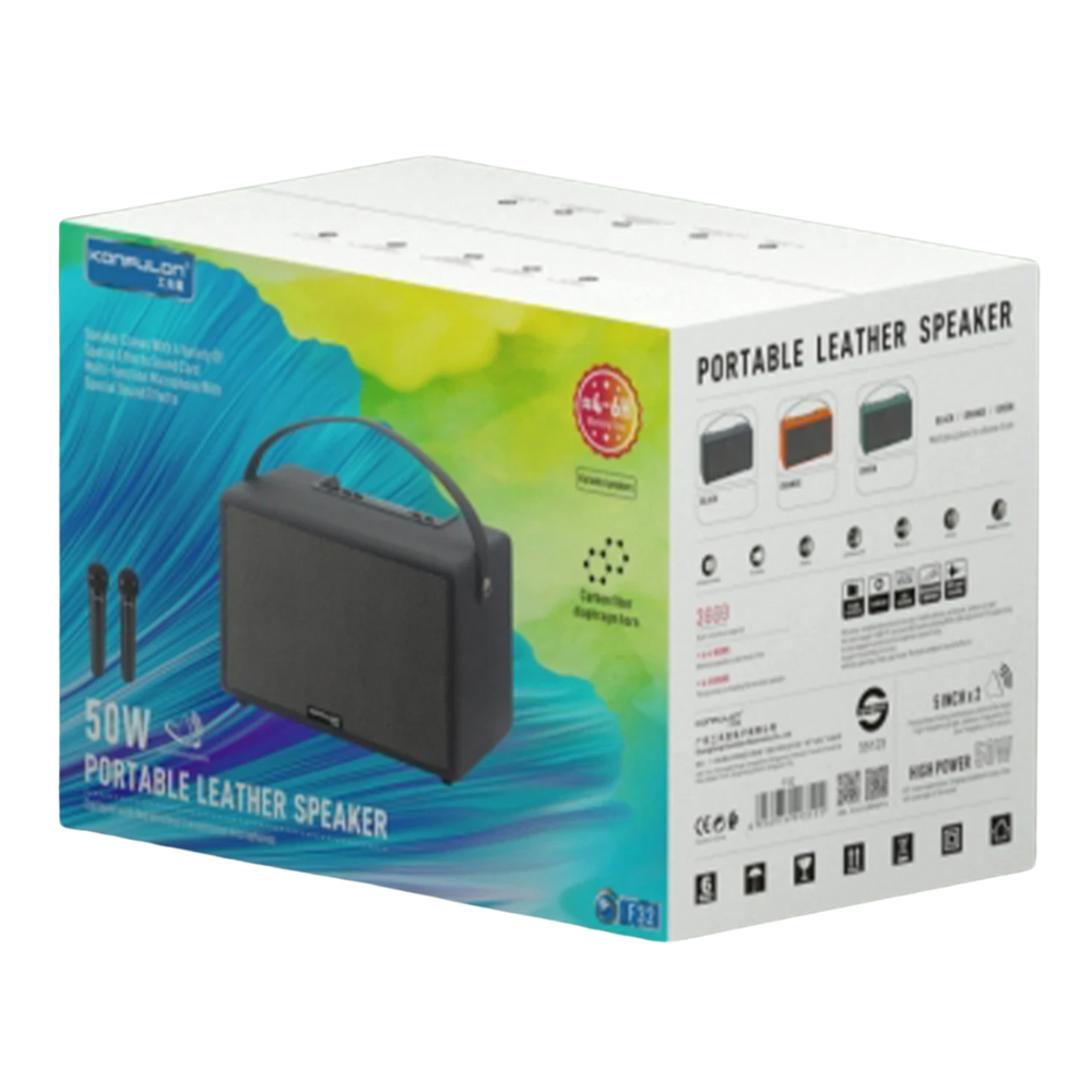 Konfulon 2 Adet Mikrofonlu BT 5.2 Kablosuz Hoparlör - Turuncu