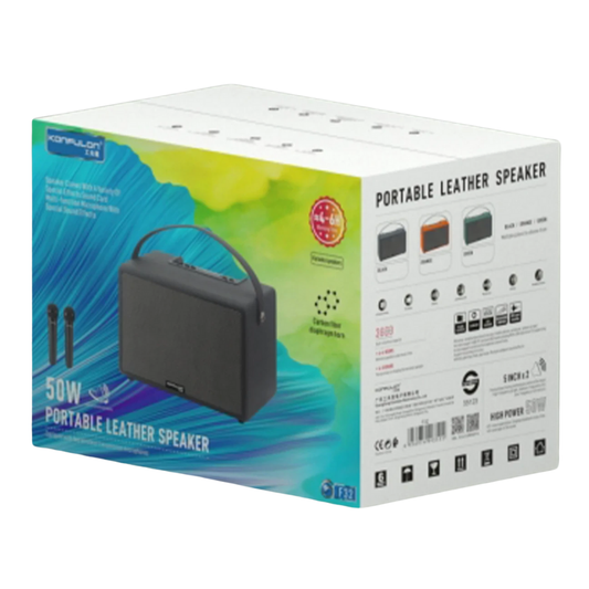 Konfulon 2 Adet Mikrofonlu BT 5.2 Kablosuz Hoparlör - Turuncu