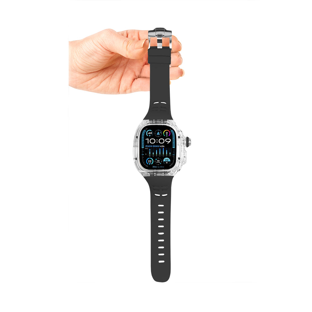 Apple Watch Armour Loop Siyah Şeffaf Saat Kordonu