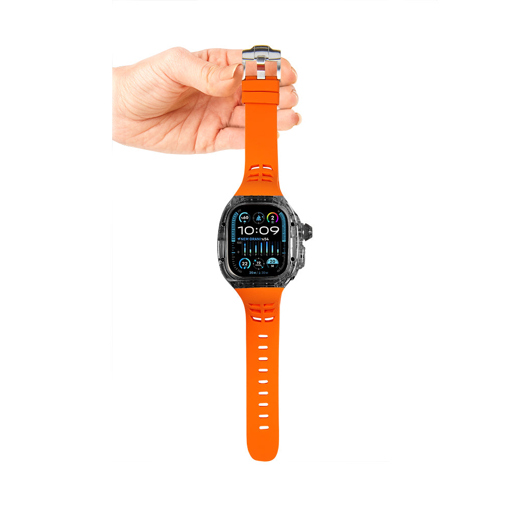 Apple Watch Armour Loop Turuncu Siyah Saat Kordonu