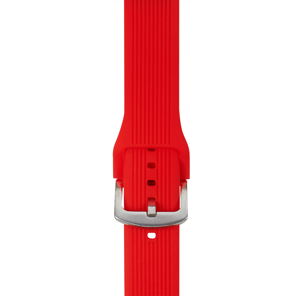 Apple Watch Çizgili Silikon Kırmızı Saat Kordonu
