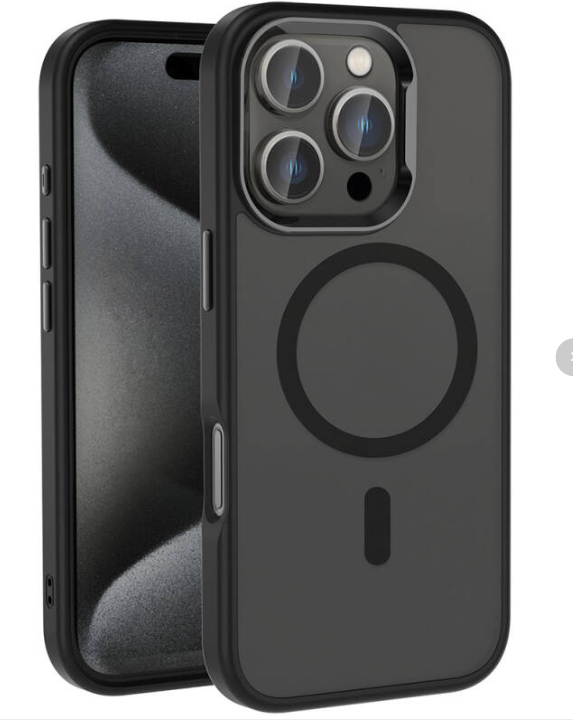 Kost Parlak Çerçeveli iPhone 16 Pro Max Magsafe Kılıf Siyah