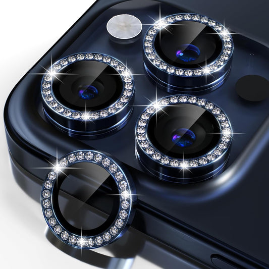 iPhone 16 Pro Kamera Koruyucu Taşlı Blue