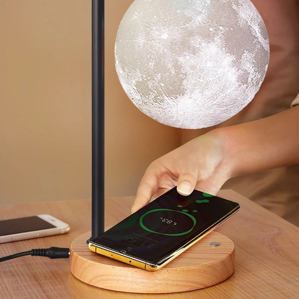 Newface Ay Görünümlü Kablosuz Şarj Özellikli Gece Lambası - Siyah