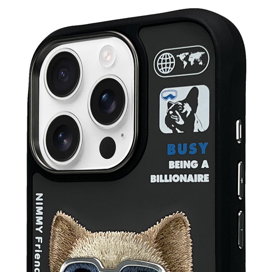 iPhone 15 Pro Max Nimmy Gerçek Nakışlı ve Montlu Köpek Telefon Kılıfı