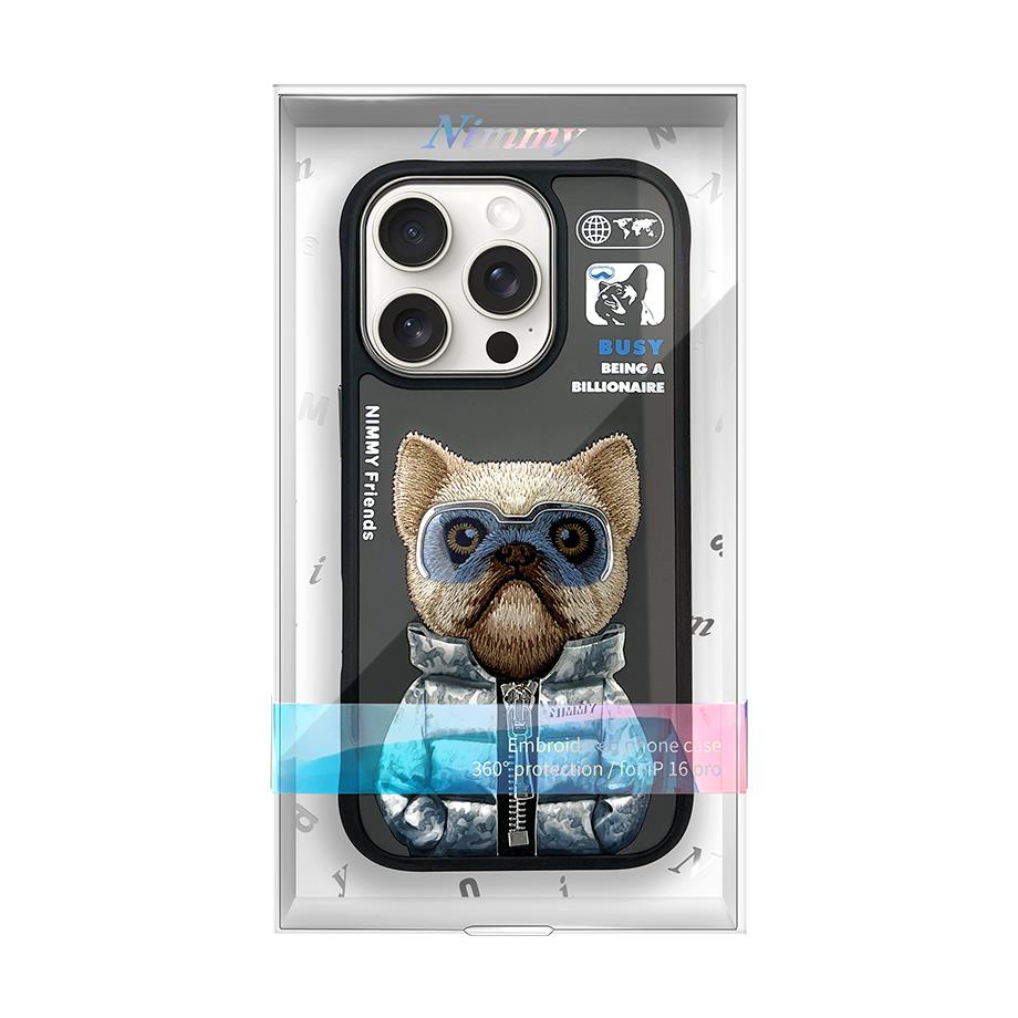 iPhone 15 Pro Max Nimmy Gerçek Nakışlı ve Montlu Köpek Telefon Kılıfı