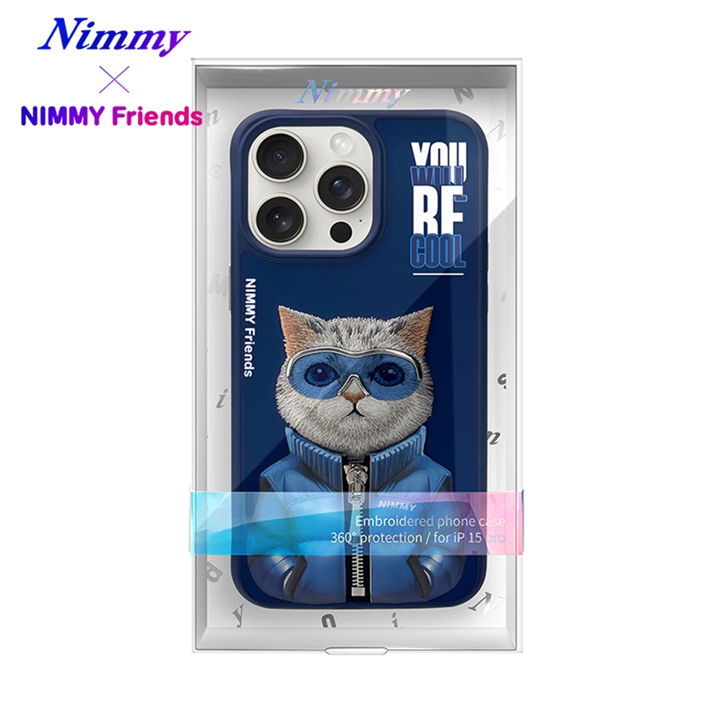 iPhone 15 Pro Max Nimmy Gerçek Nakışlı ve Uzay Kedi Telefon Kılıfı