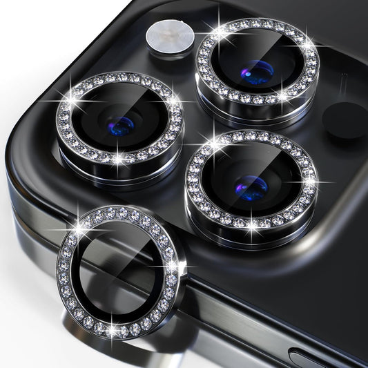iPhone 16 Pro Kamera Koruyucu Taşlı Black