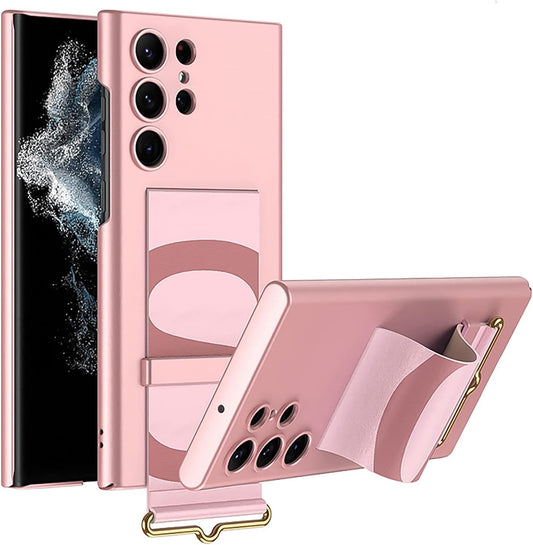 Samsung S23 Ultra Bileklik ve Askı Aparatlı Kılıf Magsafe Pink