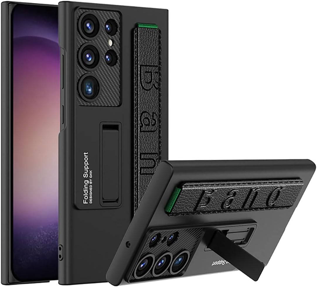 Samsung S23 Ultra Bileklik ve Standlı Kılıf Magsafe Black