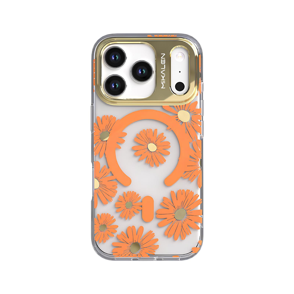 iPhone 16 Pro Max Mikalen Turuncu Papatya Telefon Kılıfı