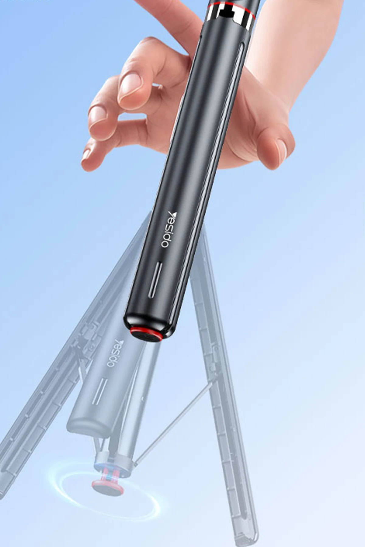 Yesido Düşmeye Karşı Mekanizmalı BT 5.2 Tripodlu Selfie Çubuğu - Siyah