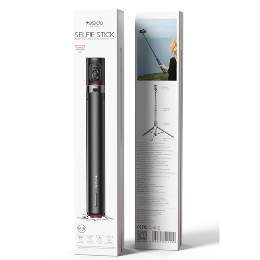 Yesido Düşmeye Karşı Mekanizmalı BT 5.2 Tripodlu Selfie Çubuğu - Siyah