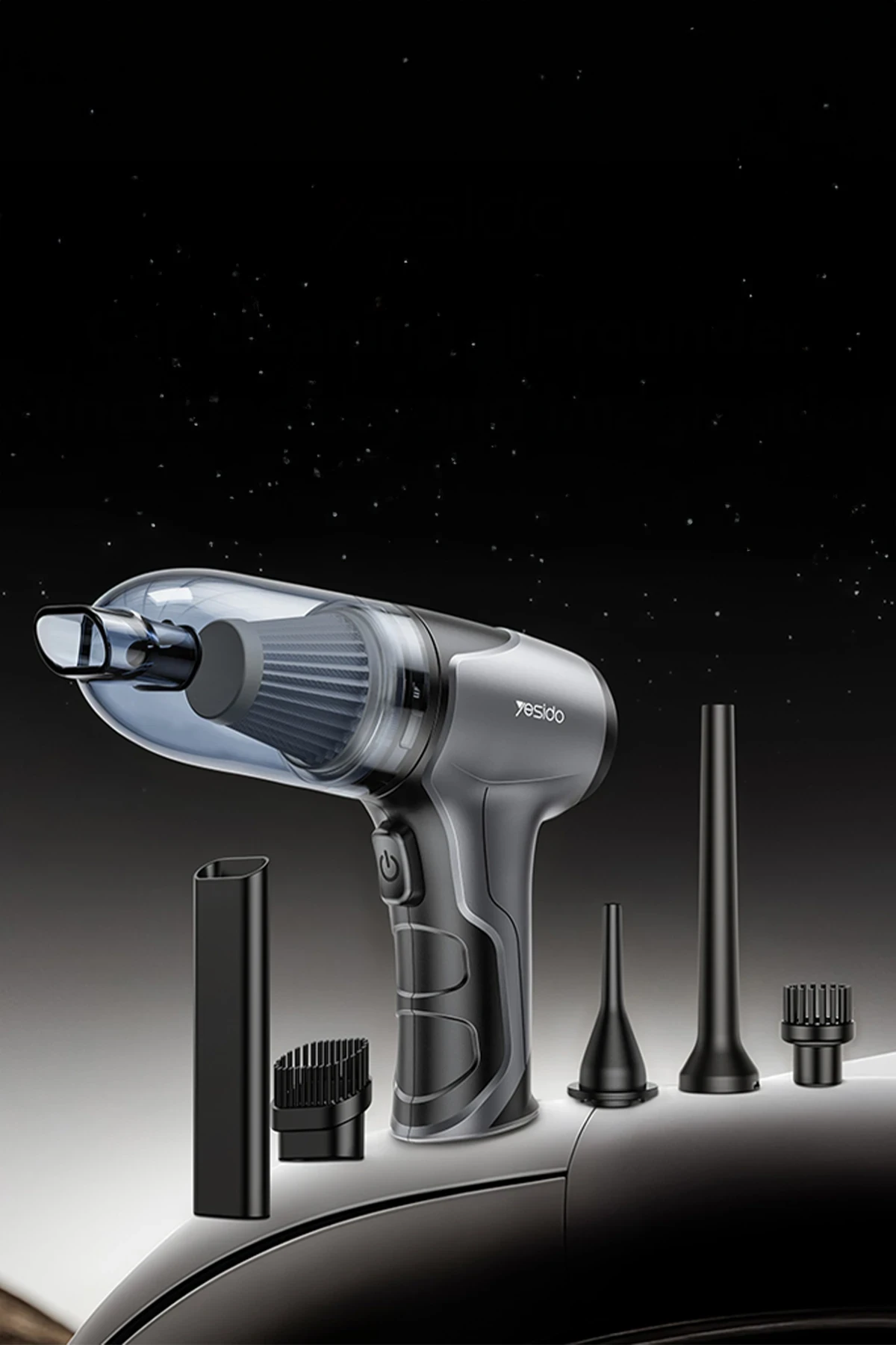 Yesido Çok Fonksiyonlu 4.000 mAh Bataryalı Kablosuz Süpürge ve Hava Kompresörü - Siyah